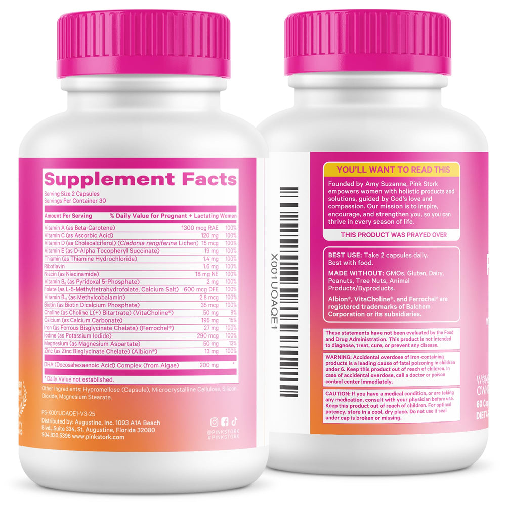 Lifestyle moment of a mom-to-be taking Pink Stork prenatal daily