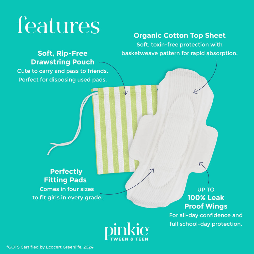 Protectoras Pinkie Inicio de Periodo, absorción rápida para sensación seca en minutos.