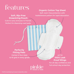 Pinkie Period Starter con alas anti-fugas para seguridad diaria.
