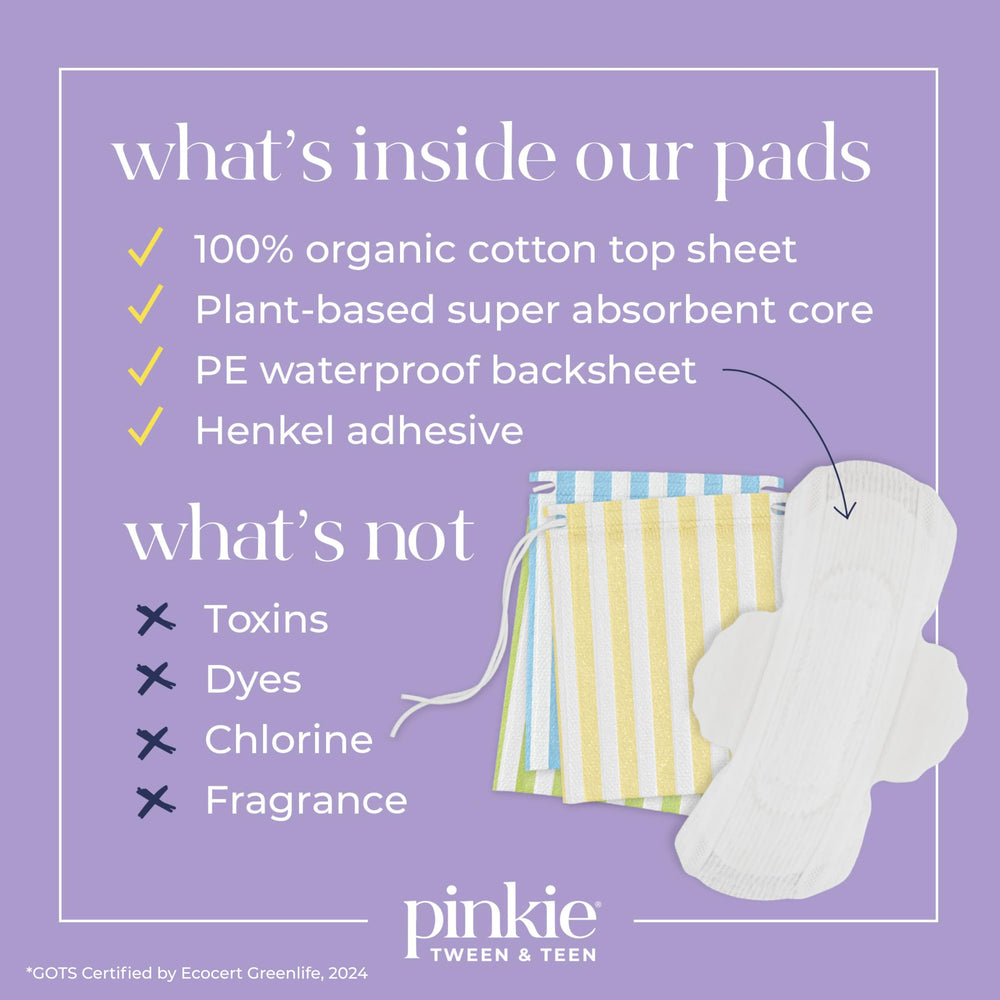 Pinkie Period Starter Pads chlorine-free and fragrance-free for sensitive skin