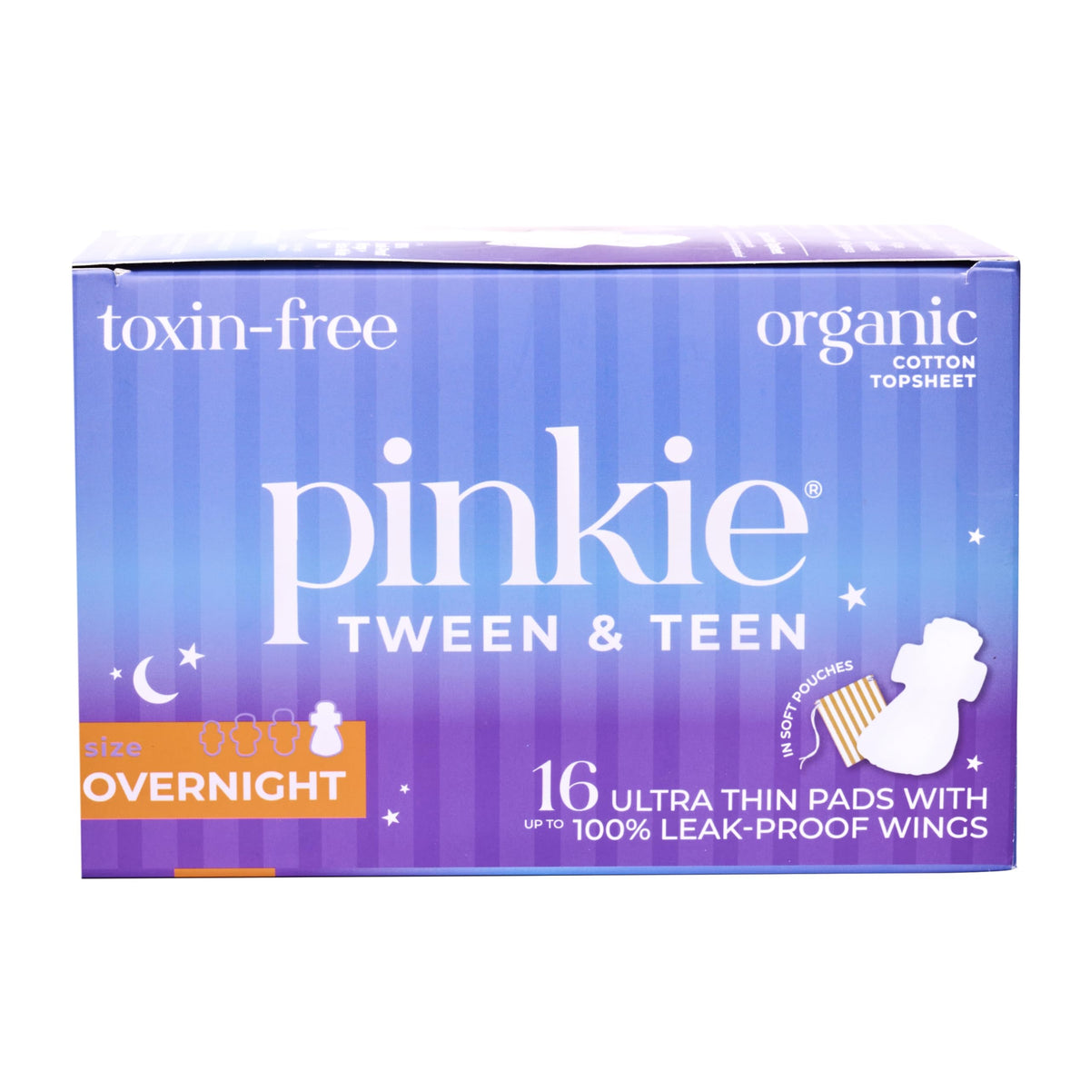 Pinkie period starter pad for smaller underwear with organic cotton topsheet.