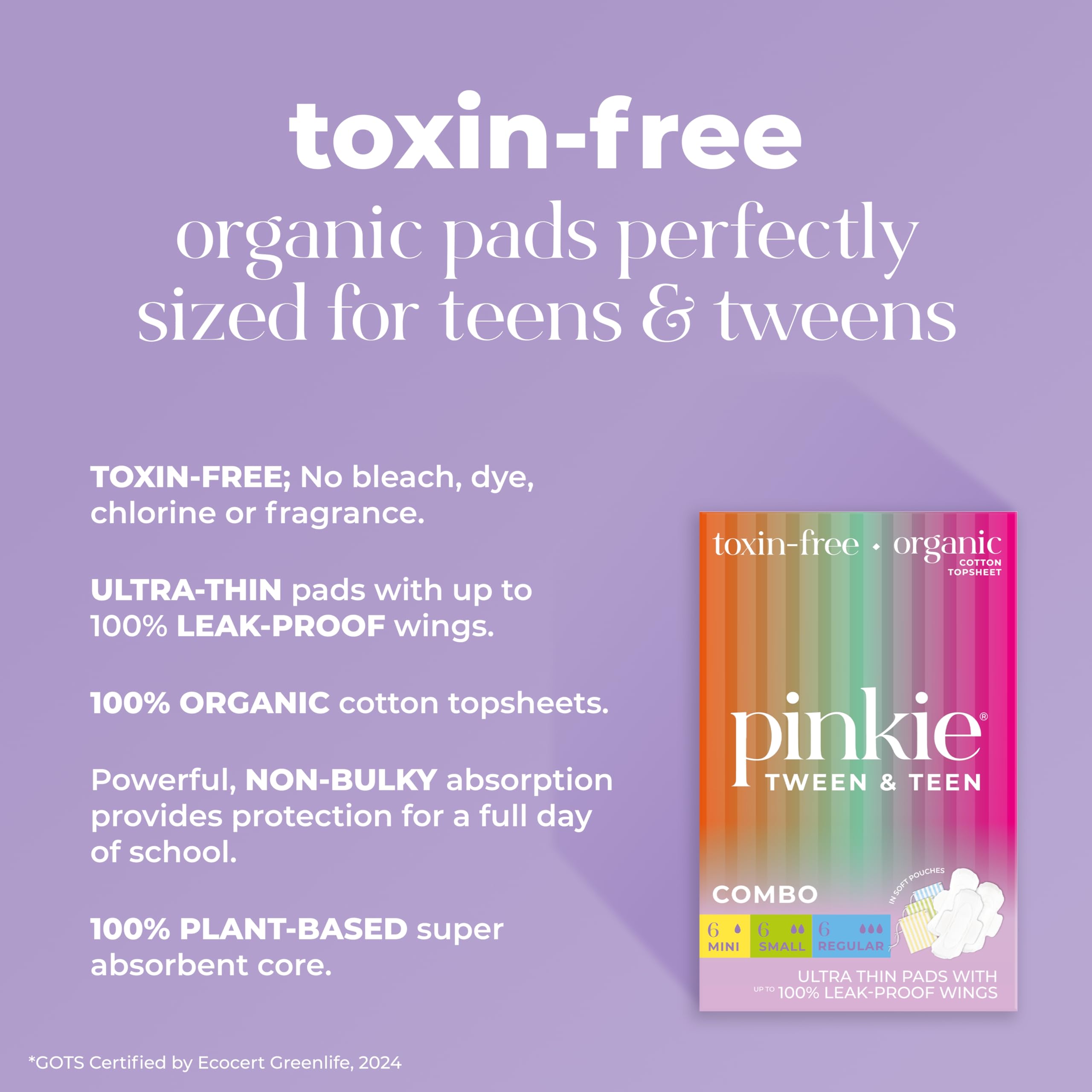 Pinkie Period Starter Pads soft drawstring pouch for discreet carry
