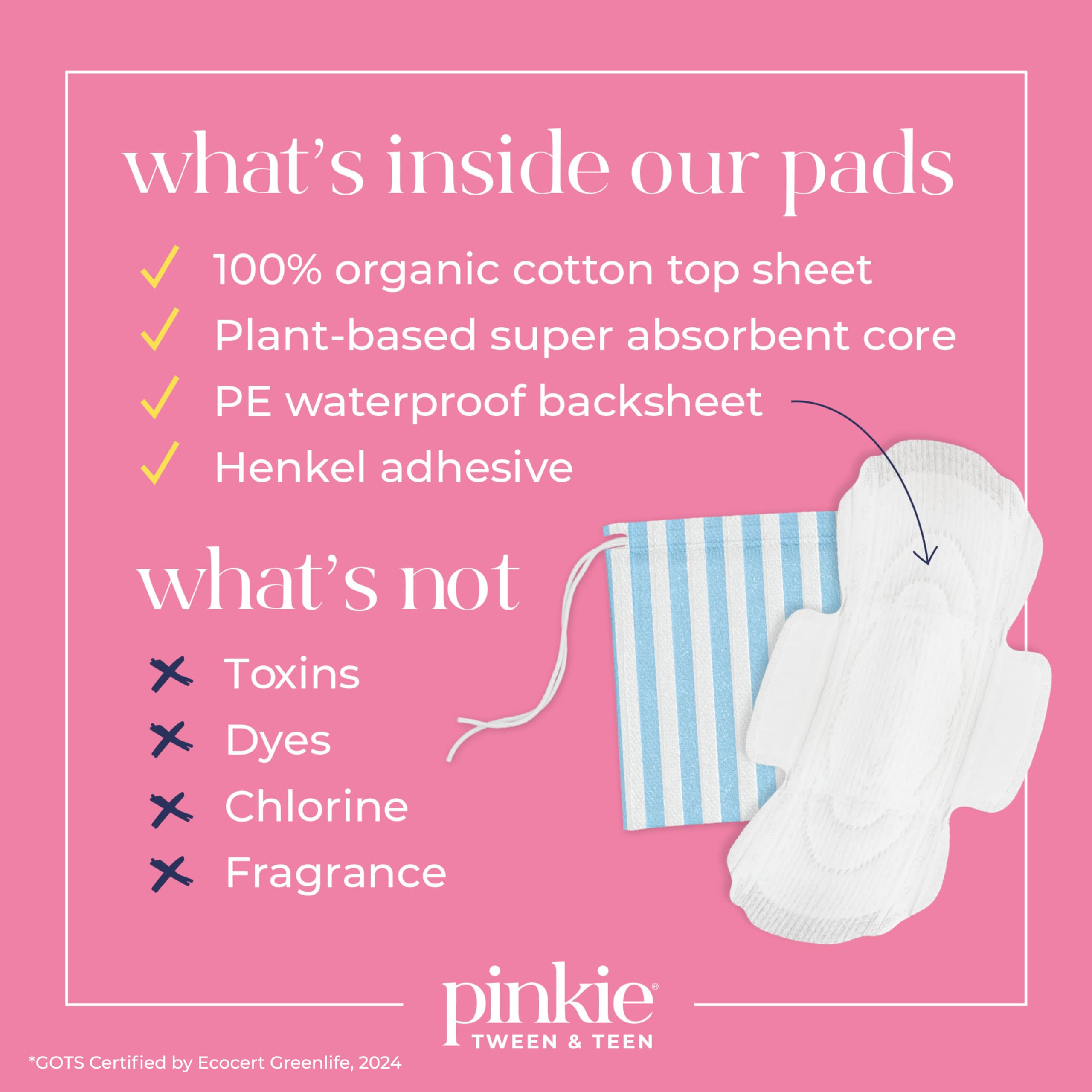 Pinkie Period Starter Ultra-fin con núcleo absorbente para discreción.