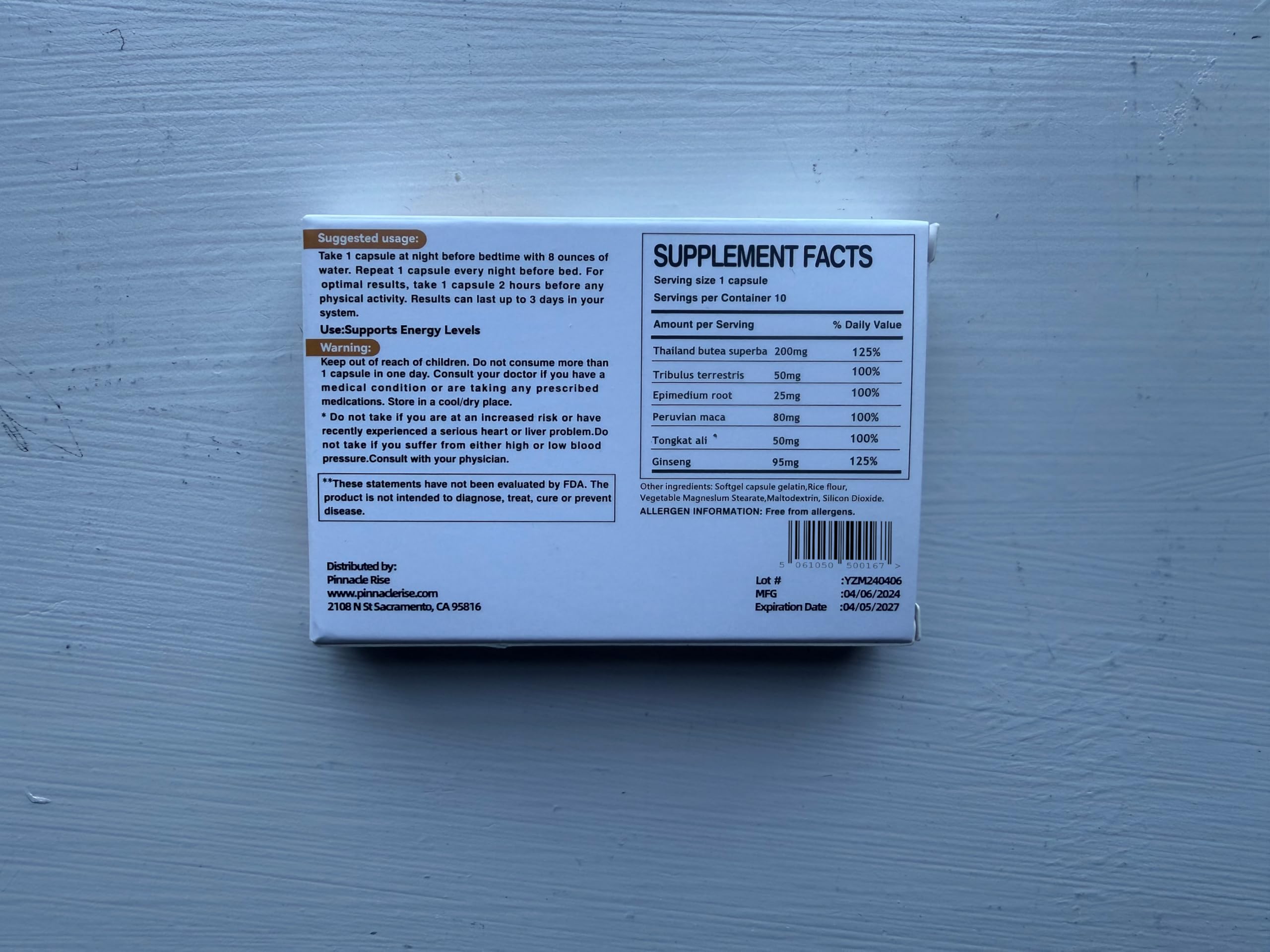Pinnacle Rise capsules close-up, pure formulation for energy and endurance