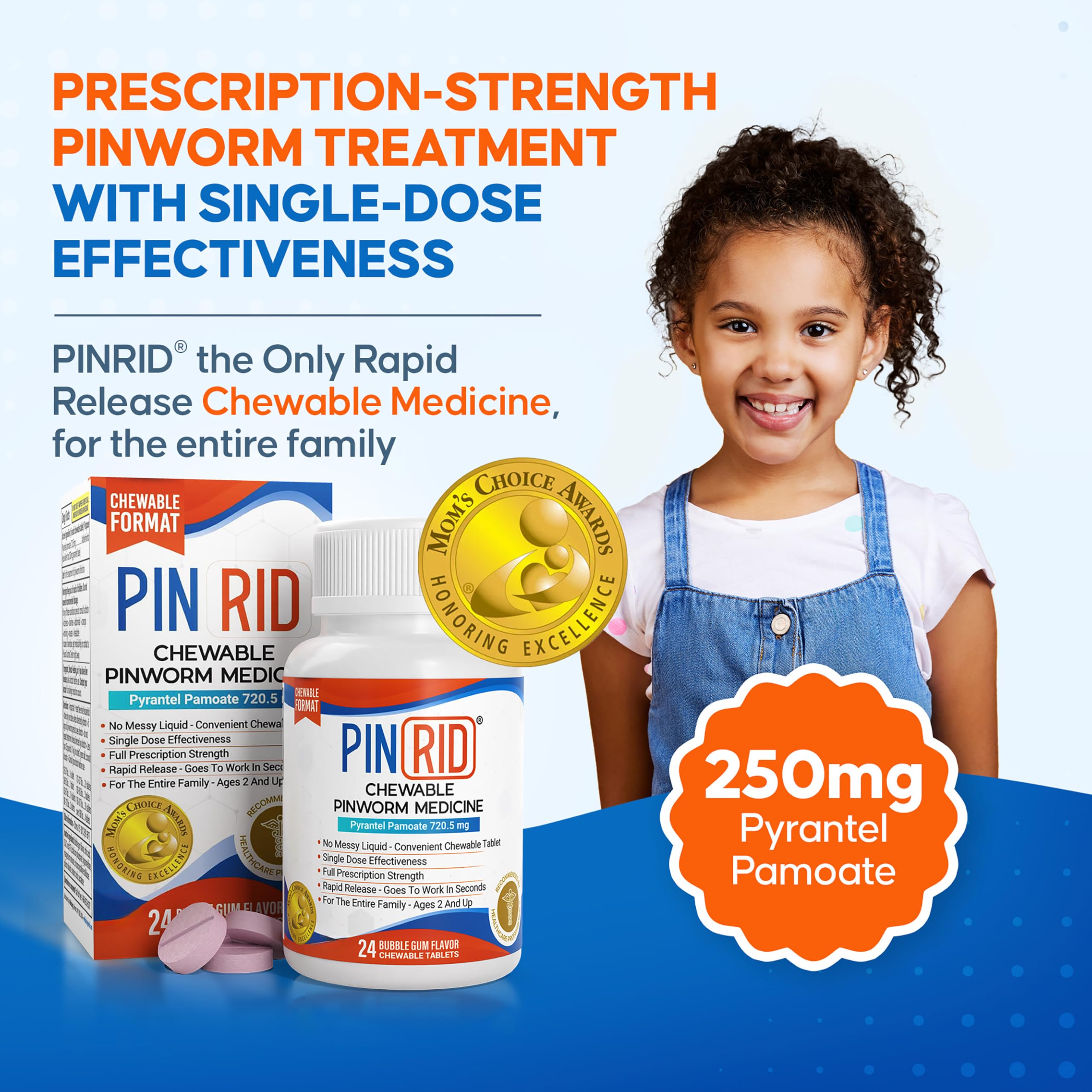 PIN RID single-dose chewable for convenient at-home use.