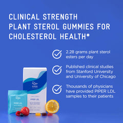 Piper Biosciences plant sterol gummies orange flavor showing vibrant citrus taste.