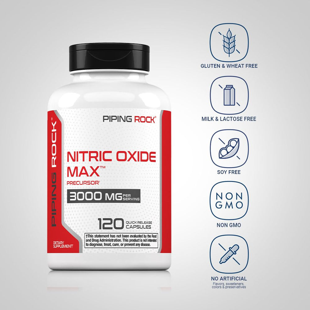 Piping Rock arginine citrulline formula—high-performance amino acids visually highlighted.