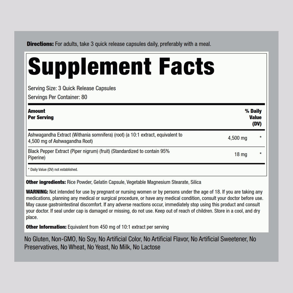Piping Rock Ashwagandha capsules ready for convenient daily use.