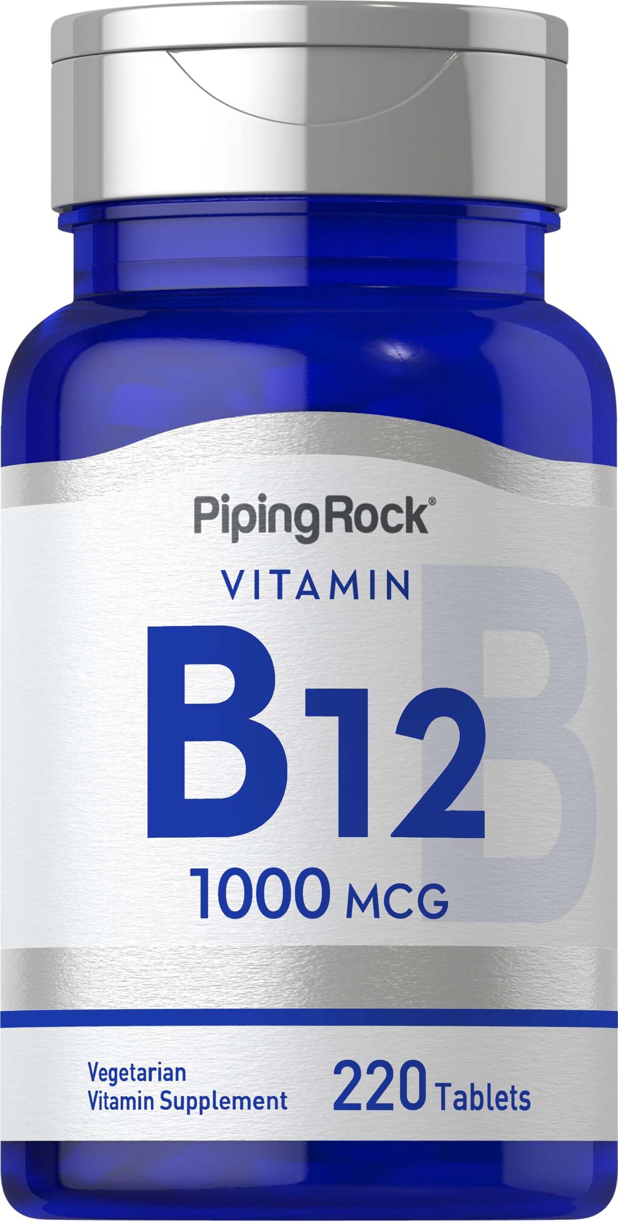 Piping Rock B12 1000 mcg bottle front showing label and potency
