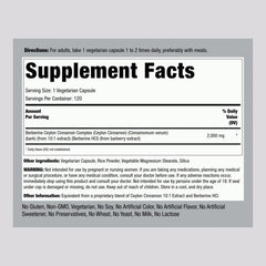 Piping Rock Berberine Cinnamon capsules ready for daily use.