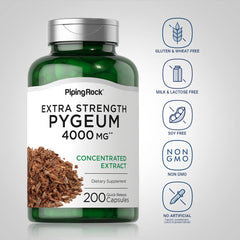 Label detail on Piping Rock Pygeum bottle, emphasizing purity.