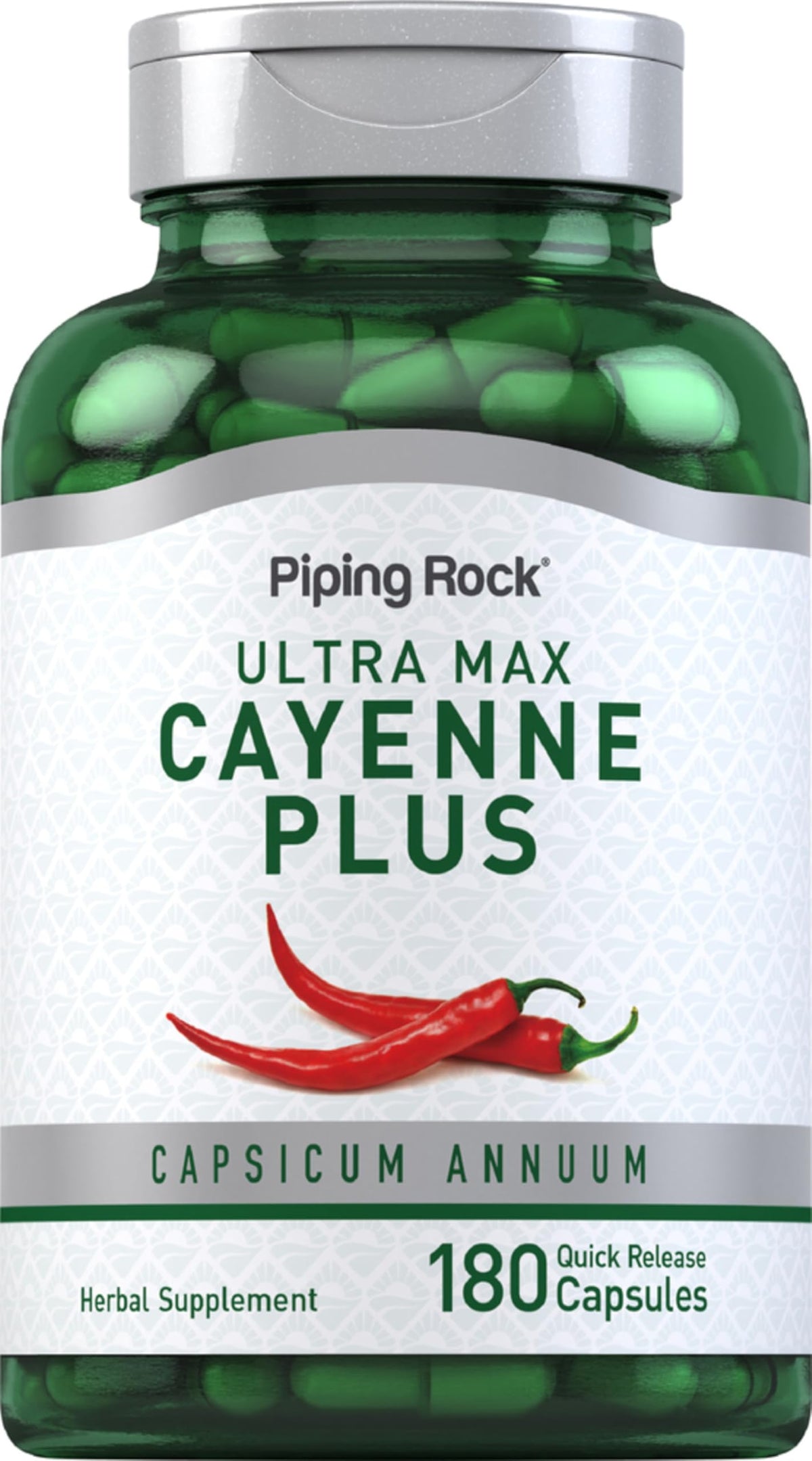 Piping Rock Cayenne Pepper Capsules bottle-front showing potent herbal formula