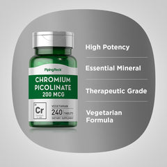 Piping Rock Chromium Picolinate 200 mcg tablets laid out for daily use