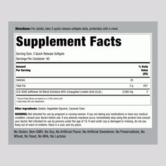 Piping Rock CLA bottle close-up showcasing label and 3000 mg.