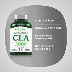 Piping Rock CLA safflower oil blend on bottle label.