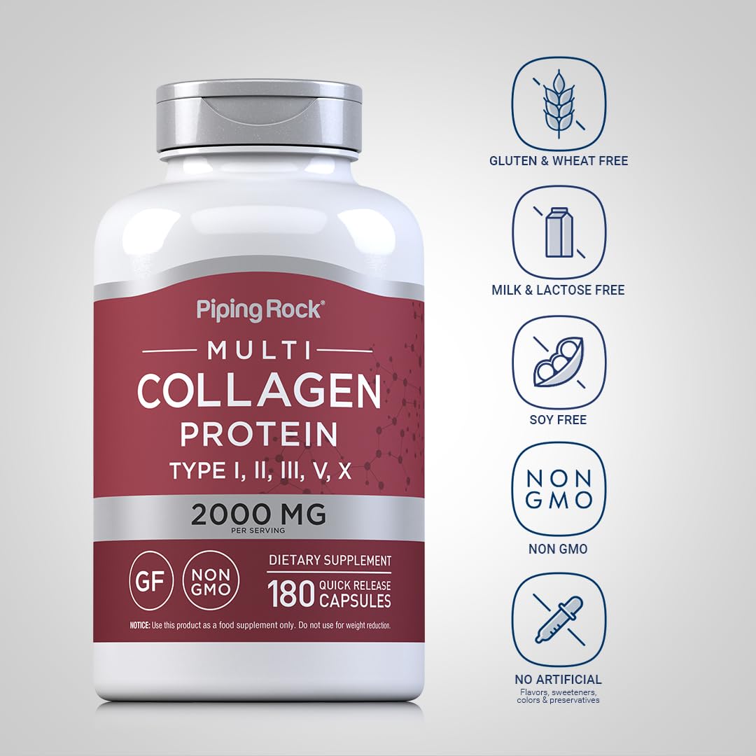 Piping Rock collagen types I–X visualization showing broad collagen support.