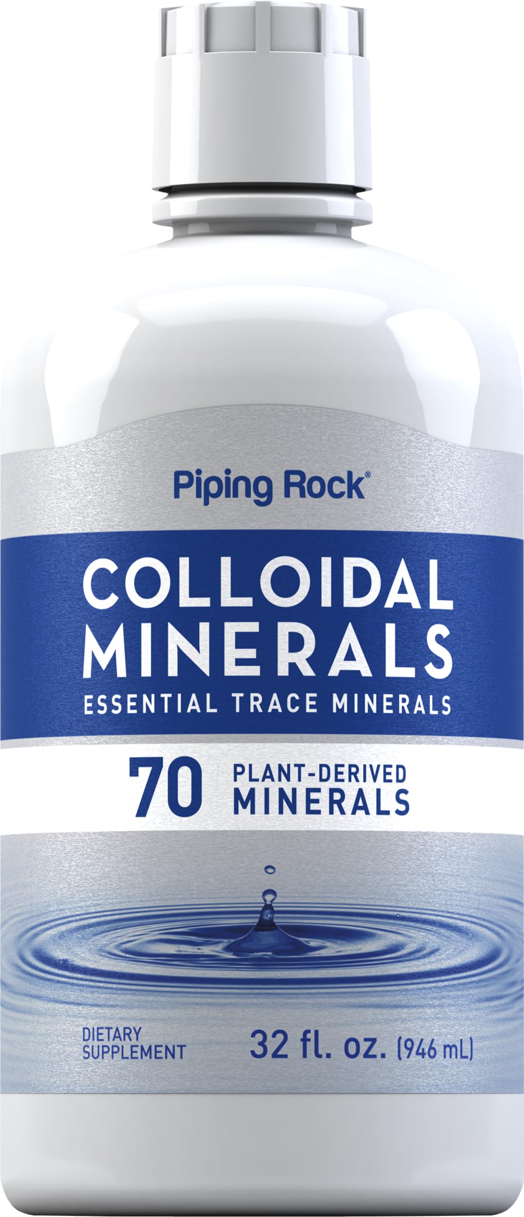 Piping Rock Colloidal Minerals Liquid bottle highlights purity and essential trace minerals.