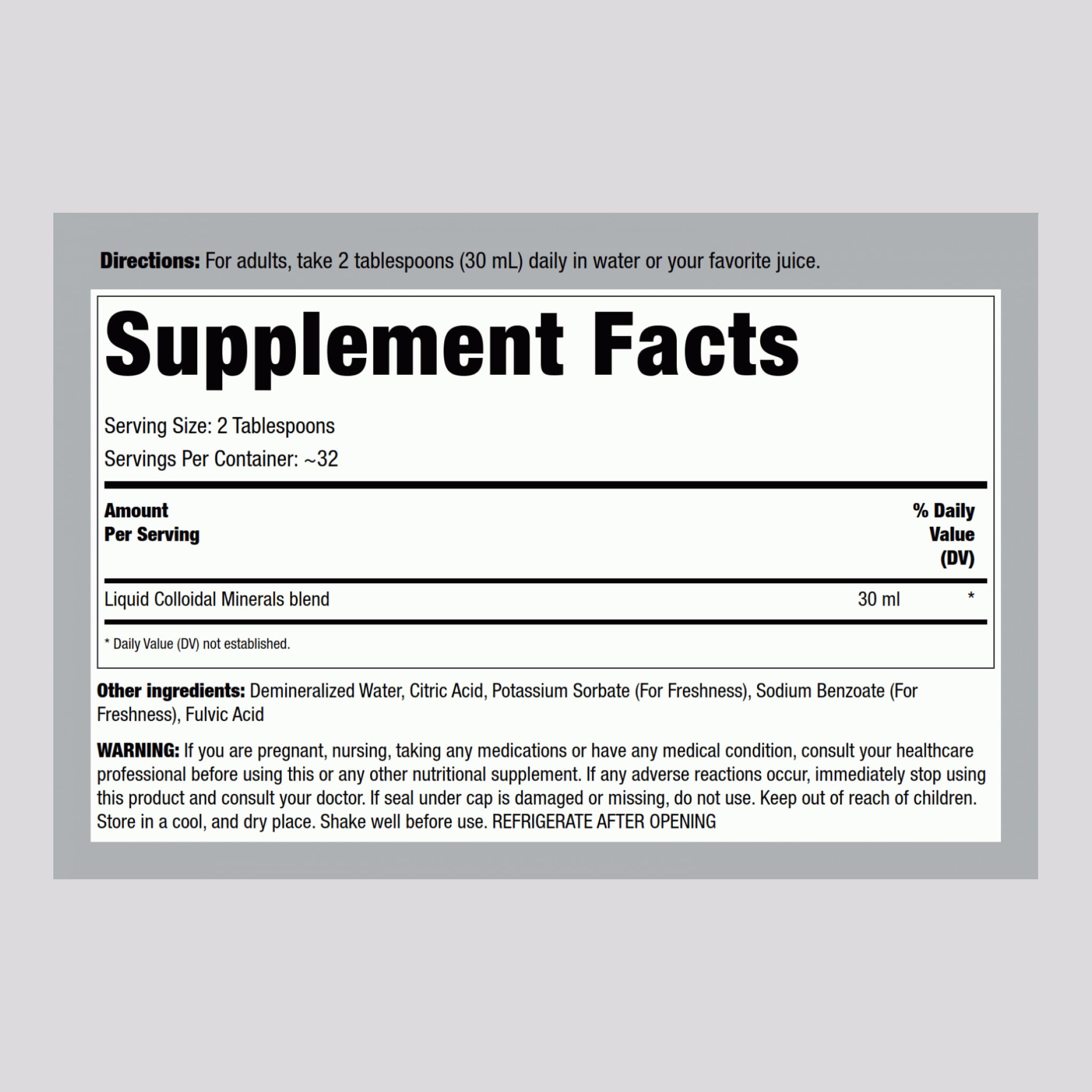 Piping Rock Colloidal Minerals Liquid pour demonstrates easy daily mineral intake.