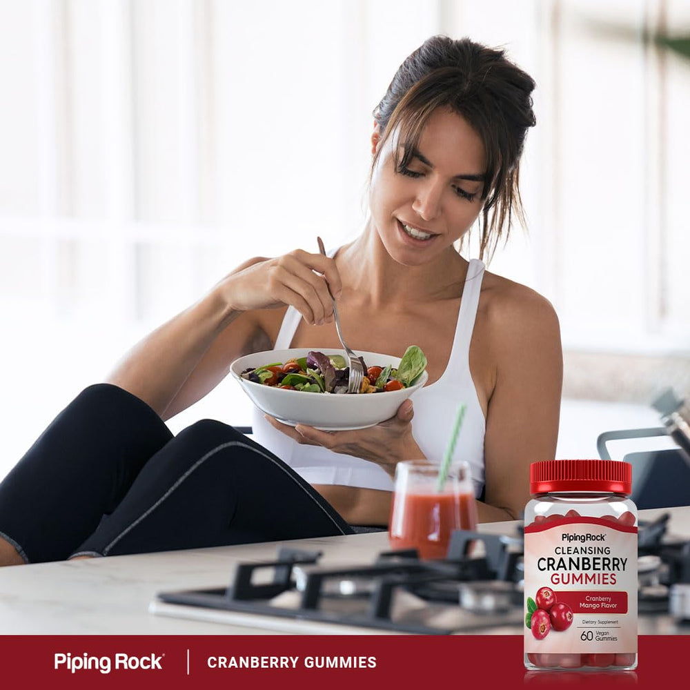 Piping Rock Cranberry Gummies serving suggestions with spoon for routine intake