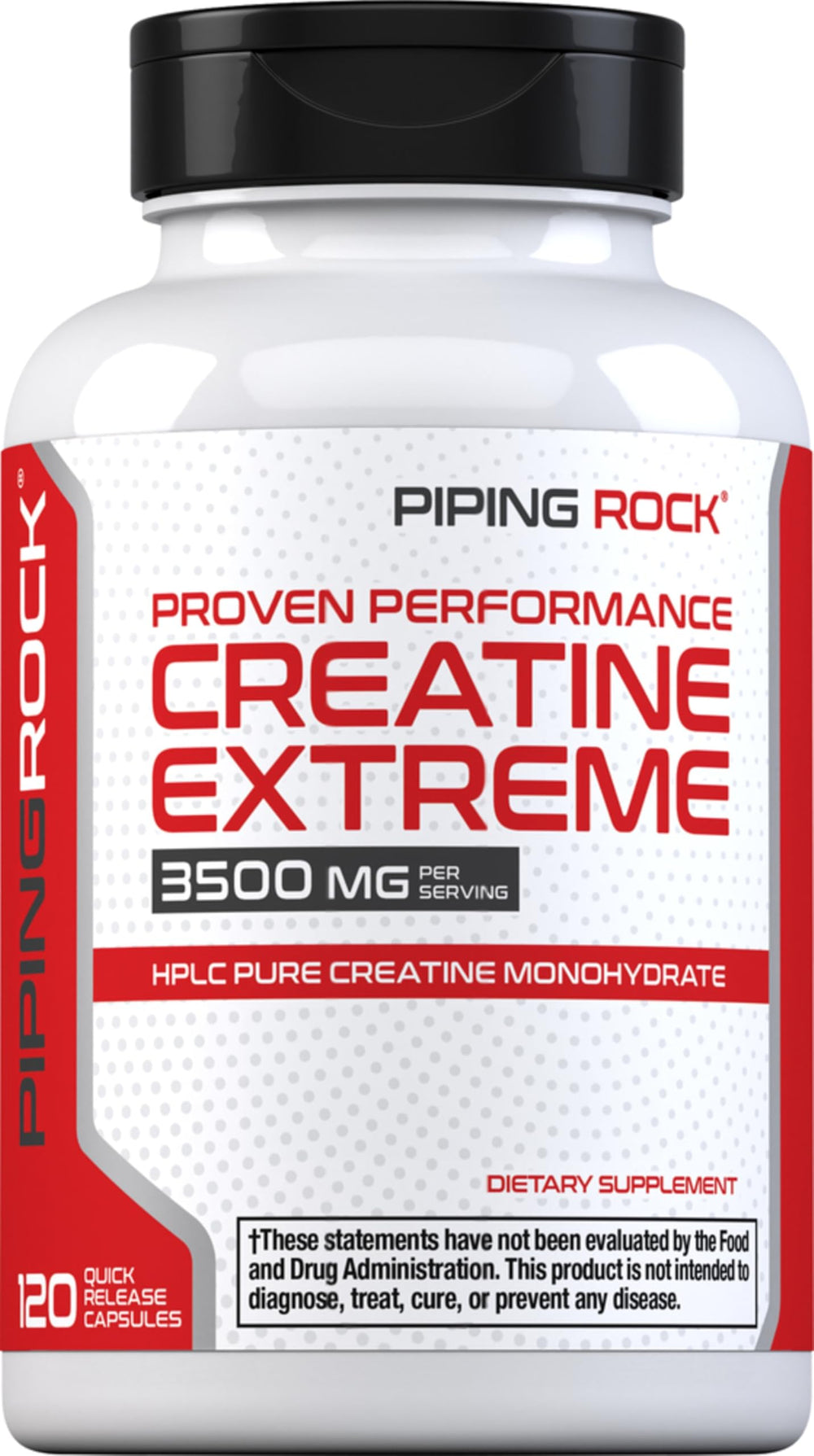 Piping Rock Creatine Monohydrate Capsules bottle for easy daily workout support.