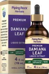 Piping Rock Damiana tincture bottle with dropper for convenient daily use.