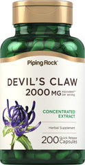 Piping Rock Devils Claw 2000mg bottle with easy-to-swallow capsules.