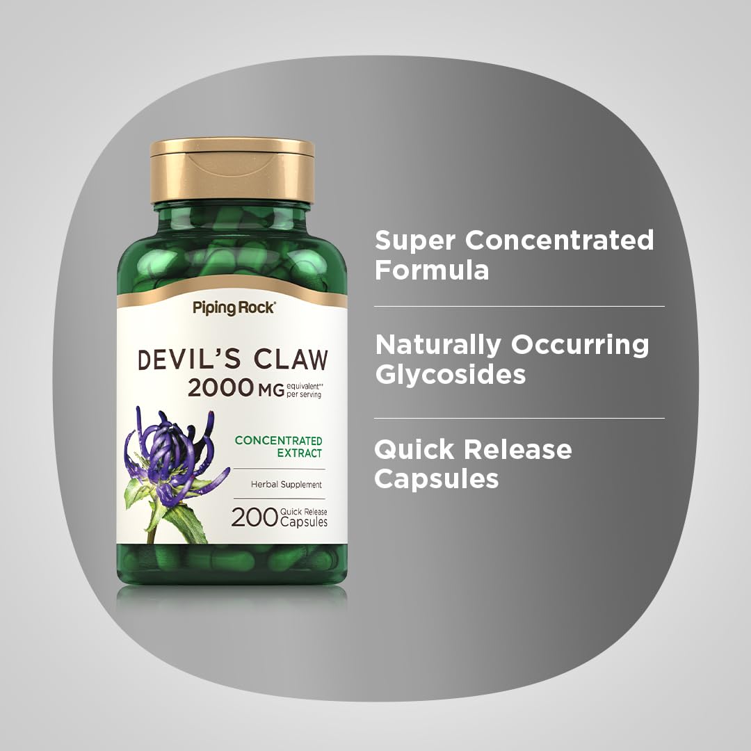 Piping Rock Devils Claw 2000mg box interior highlights concentration notes.