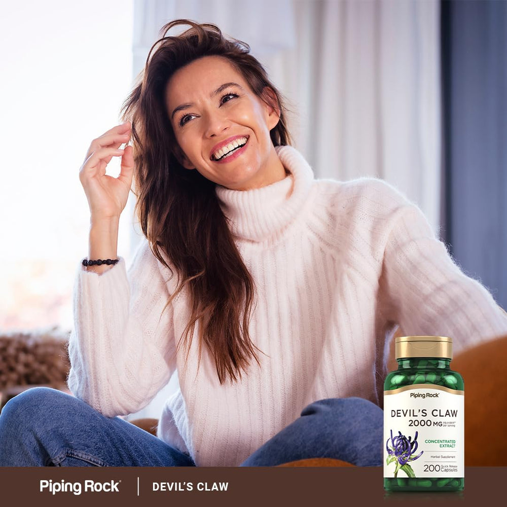 Piping Rock Devils Claw 2000mg servings showing 200 capsules.