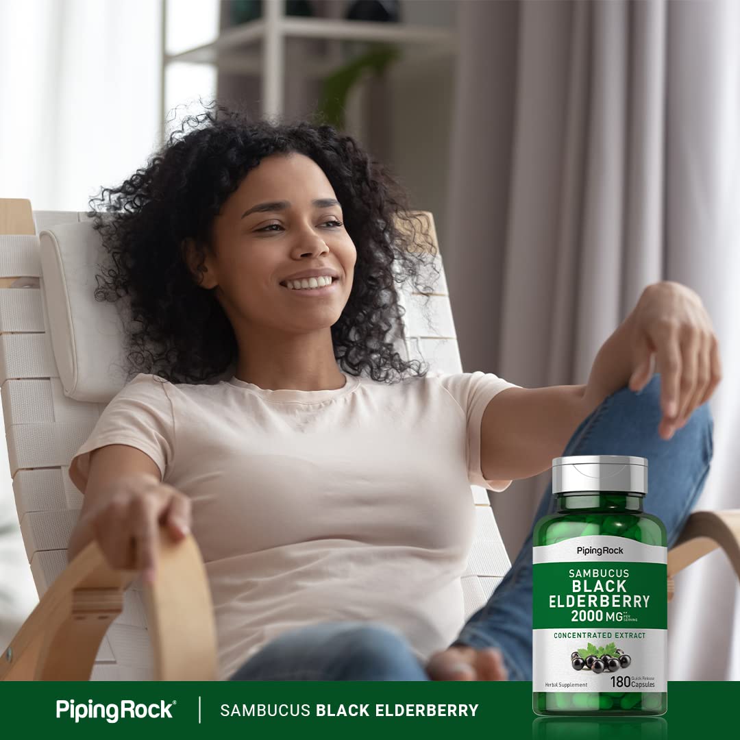 Piping Rock Elderberry lab-tested label conveys quality and safety.