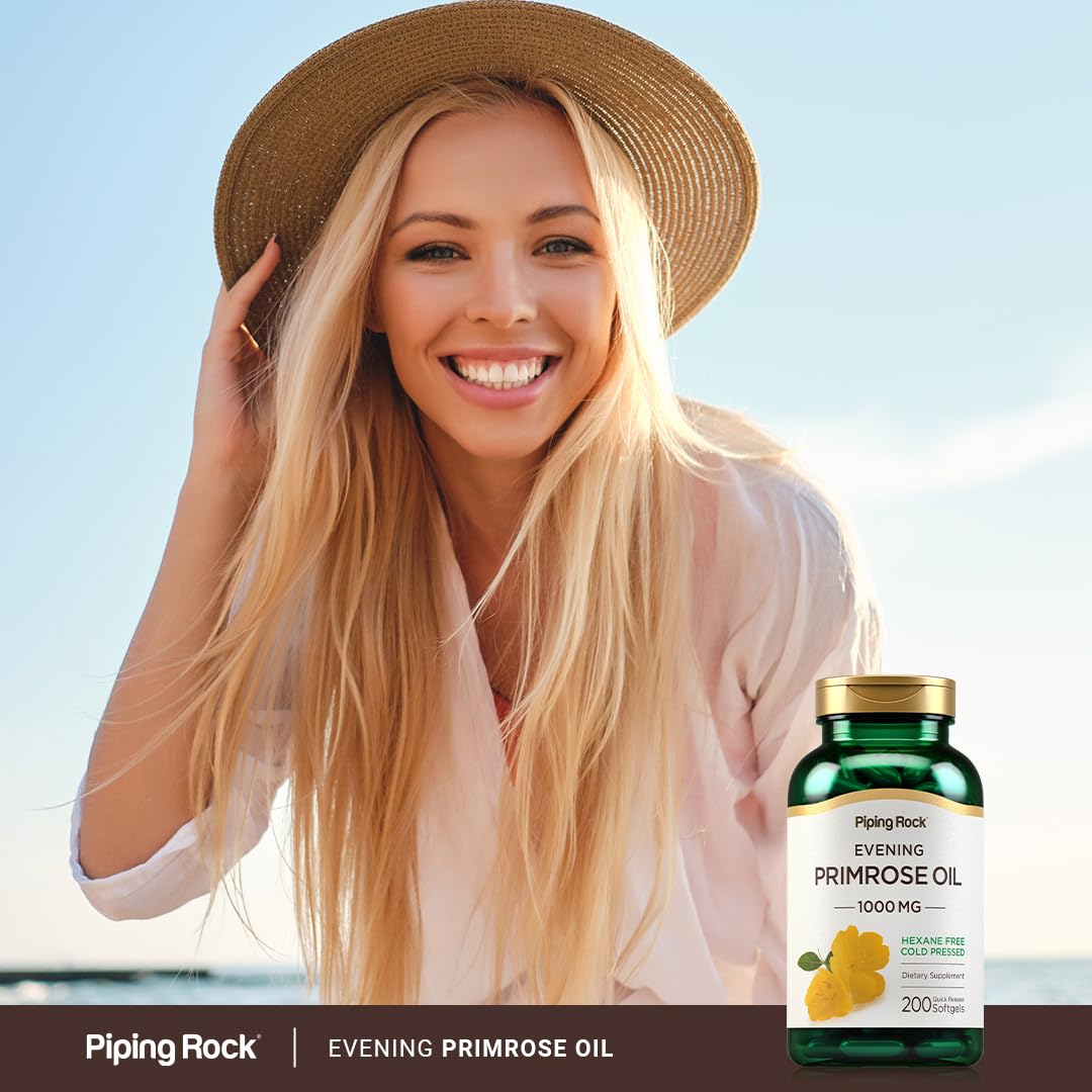 Piping Rock Evening Primrose Oil Softgels boxed display for shelf-friendly purchase