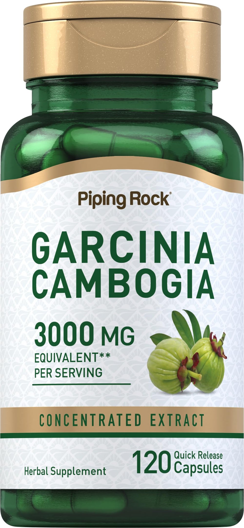 Piping Rock Garcinia Cambogia bottle front showing standard 60% HCA formula.