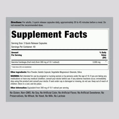 Piping Rock Garcinia Cambogia label close-up highlighting potency and ingredients.