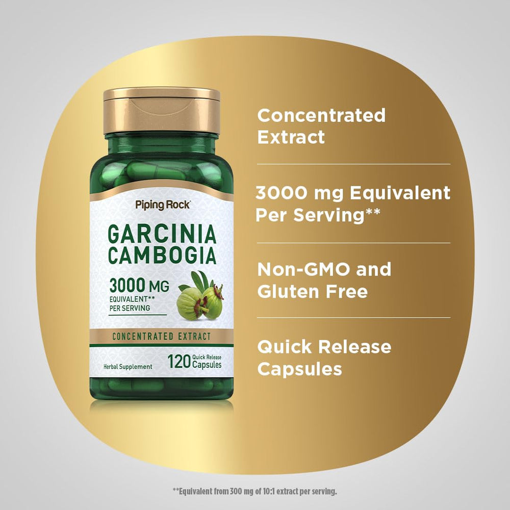 Piping Rock Garcinia Cambogia non-GMO gluten-free seal on package.