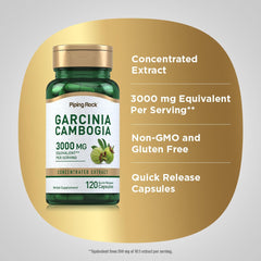 Piping Rock Garcinia Cambogia non-GMO gluten-free seal on package.