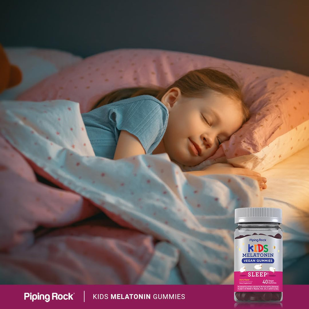 Piping Rock Kids Melatonin Gummy nutrition label highlights 1 mg per gummy