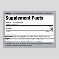 Piping Rock L-Theanine 60 capsules close-up highlighting easy daily dosing.