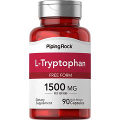 Piping Rock L-Tryptophan 1500 mg bottle front view shows compact capsules.