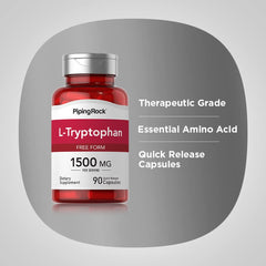 Piping Rock L-Tryptophan 1500 mg bottle on shelf with premium packaging.