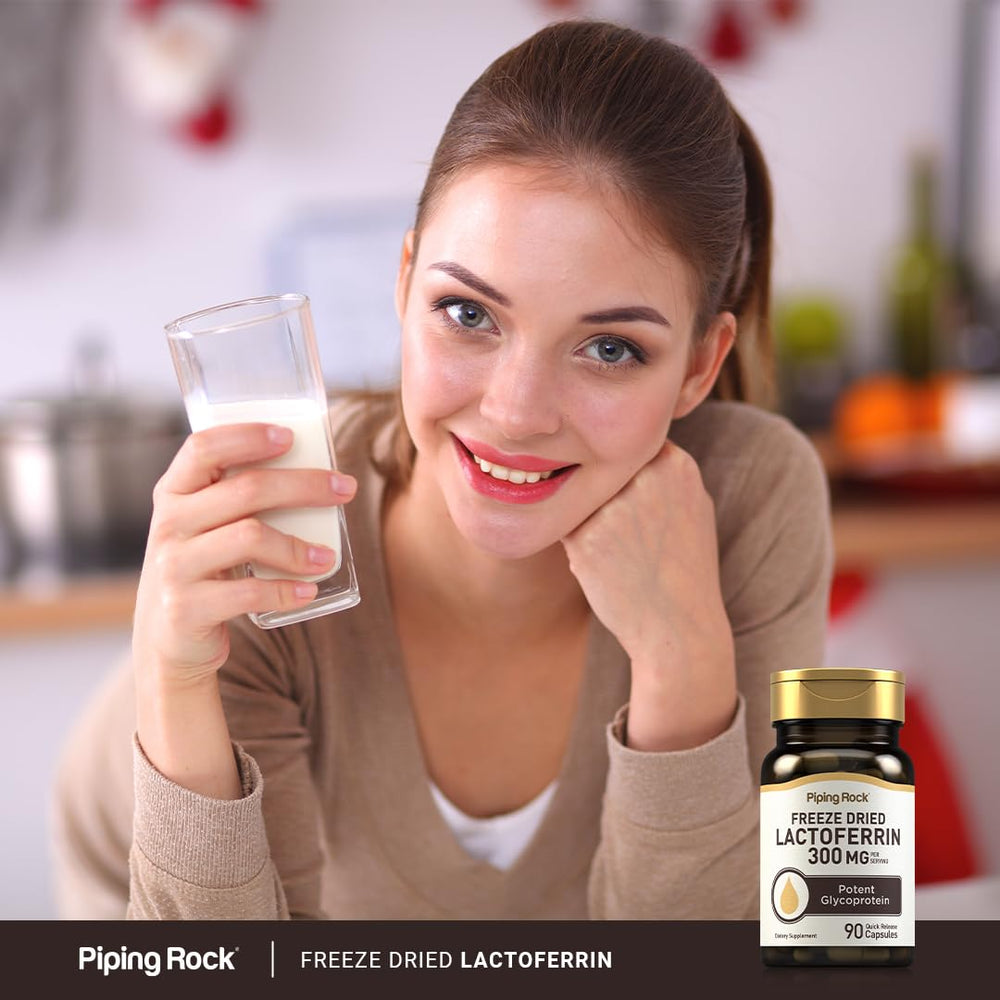 Piping Rock Lactoferrin in a daily wellness routine setting.