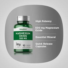Piping Rock magnesium oxide 500mg seal on bottle packaging indicating quality