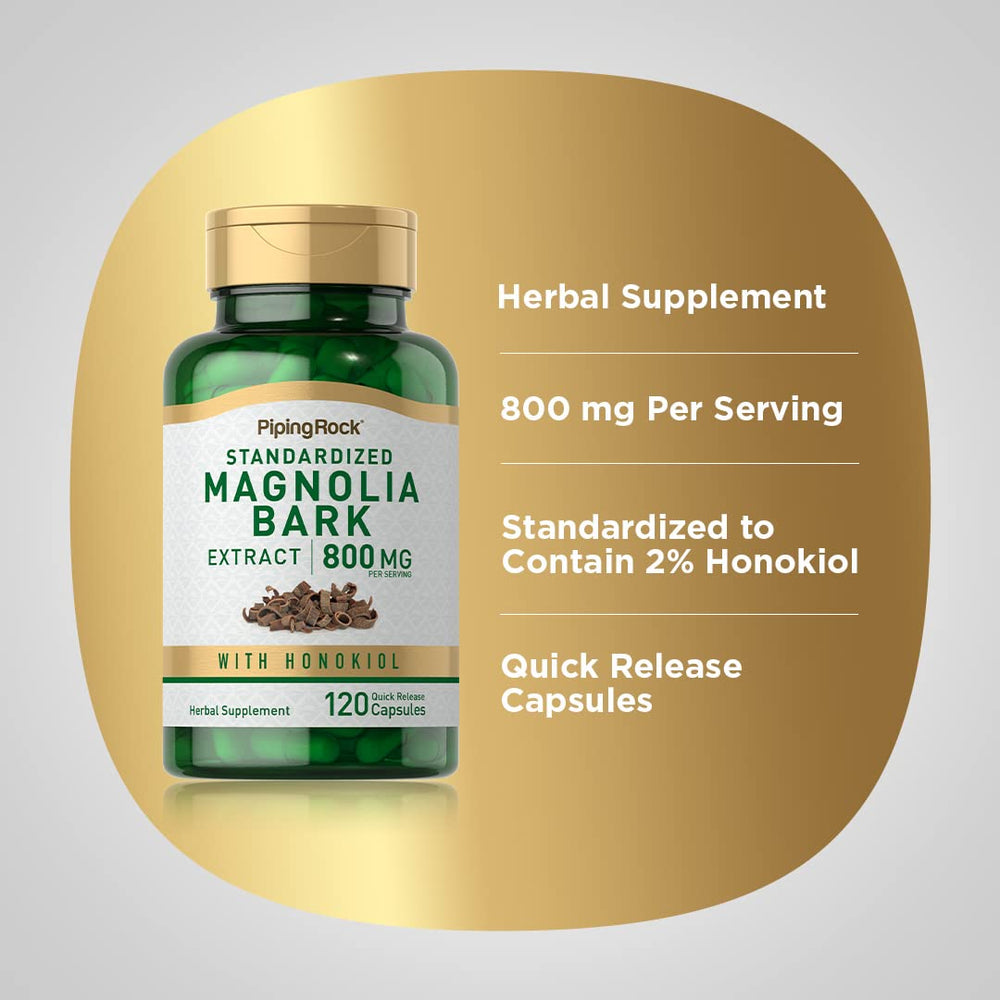 Piping Rock Magnolia Bark Extract bottle on shelf for easy daily use.