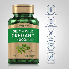 Piping Rock Mediterranean oregano label on bottle emphasizes quality.
