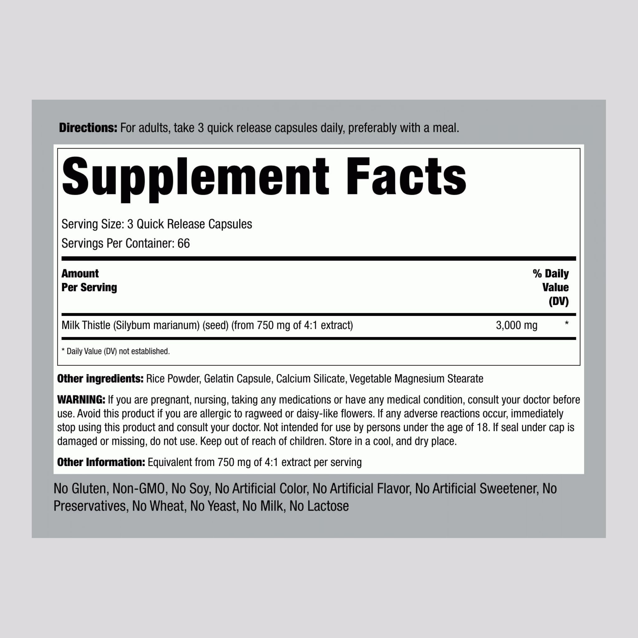 Piping Rock Milk Thistle capsules ready for daily regimen.
