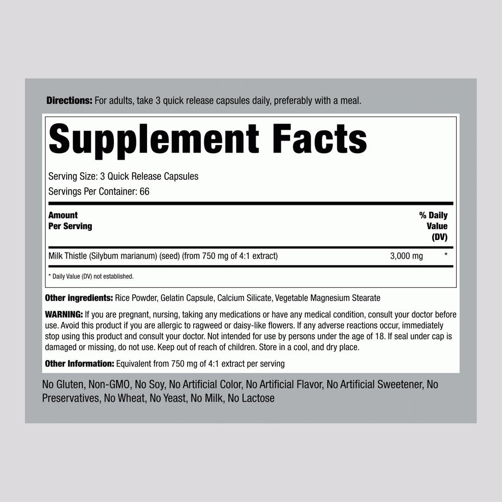 Piping Rock Milk Thistle capsules ready for daily regimen.