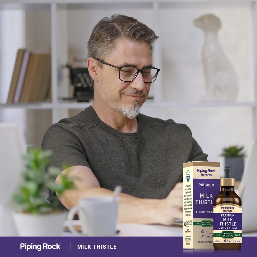 Piping Rock Milk Thistle Extract bottle on counter for convenient daily supplement