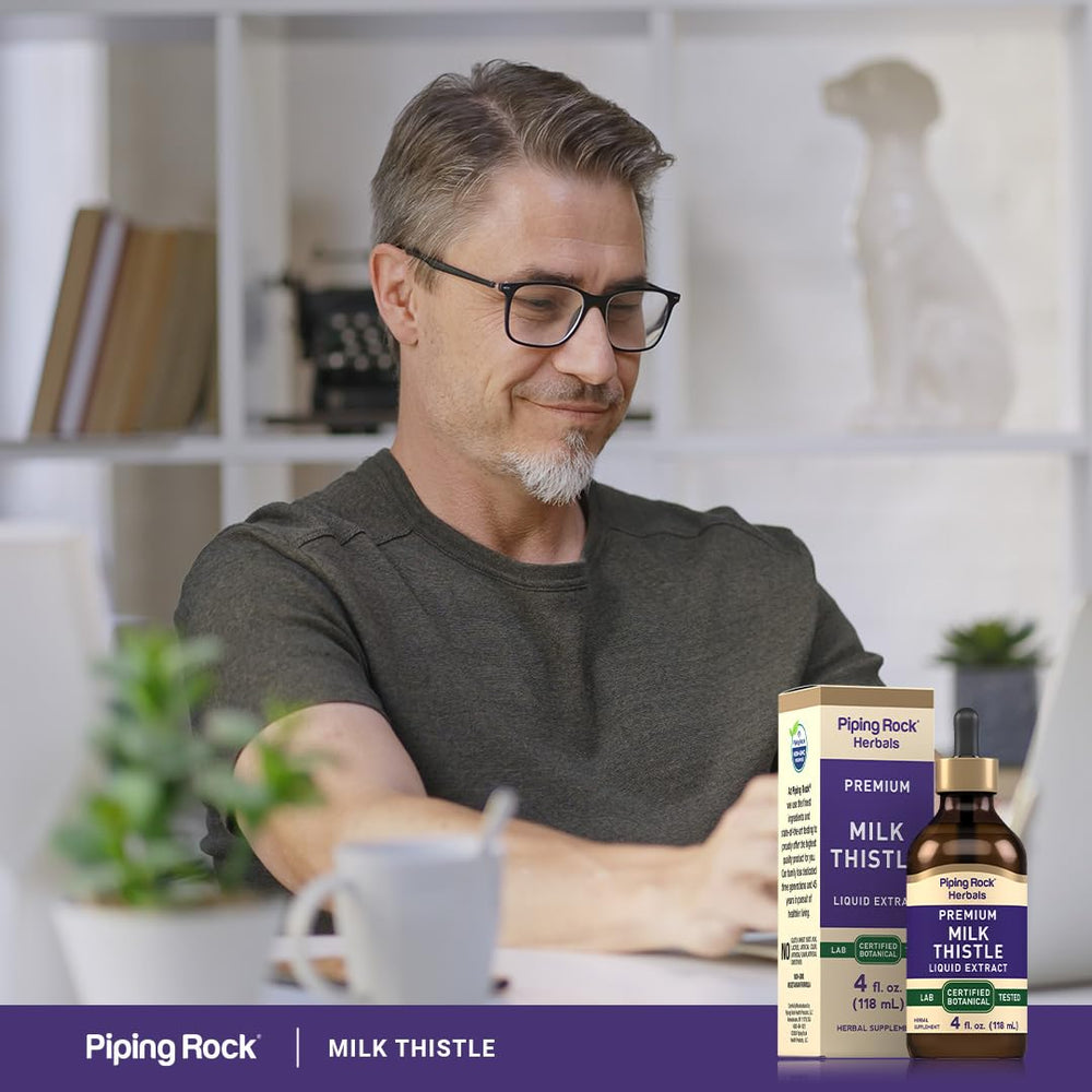 Piping Rock Milk Thistle Extract bottle on counter for convenient daily supplement