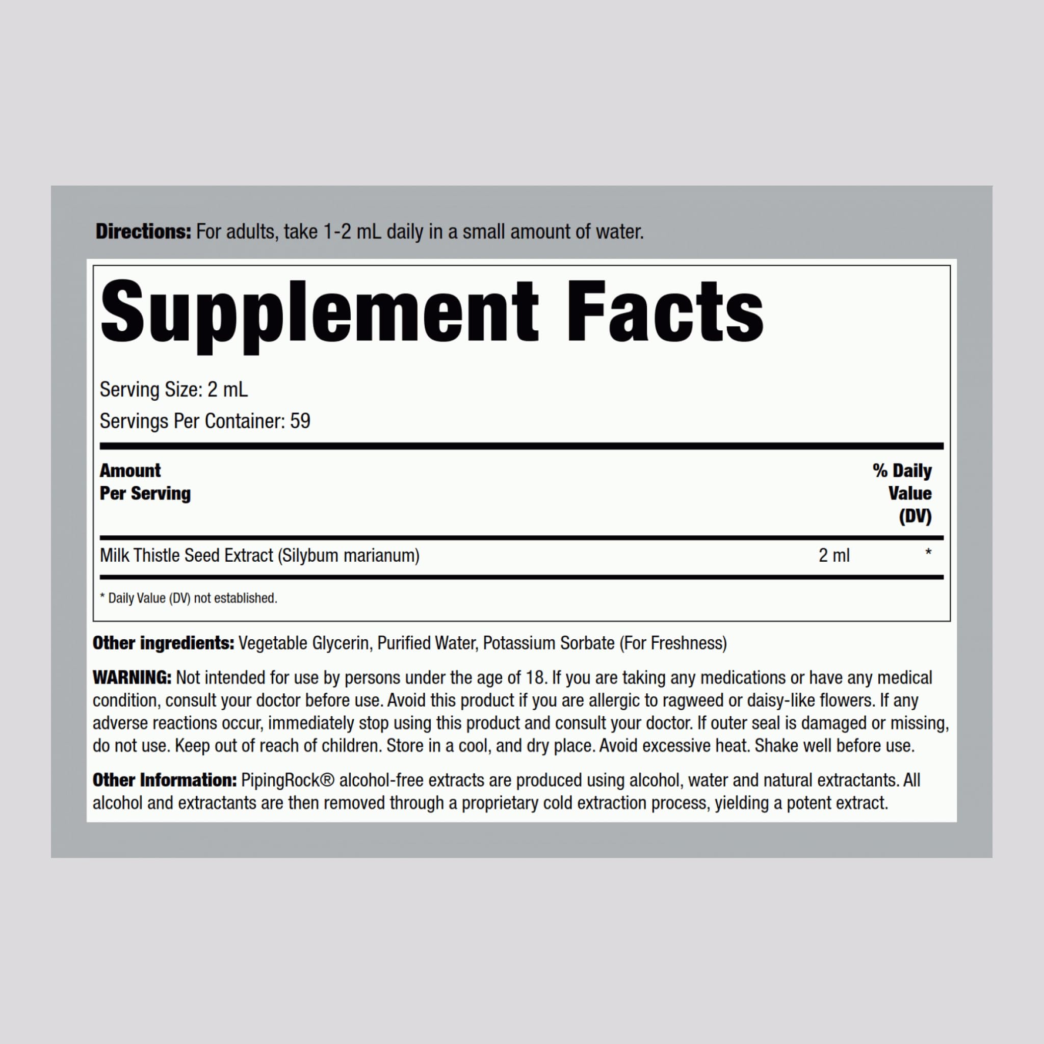 Piping Rock Milk Thistle Extract dropper for precise dosing