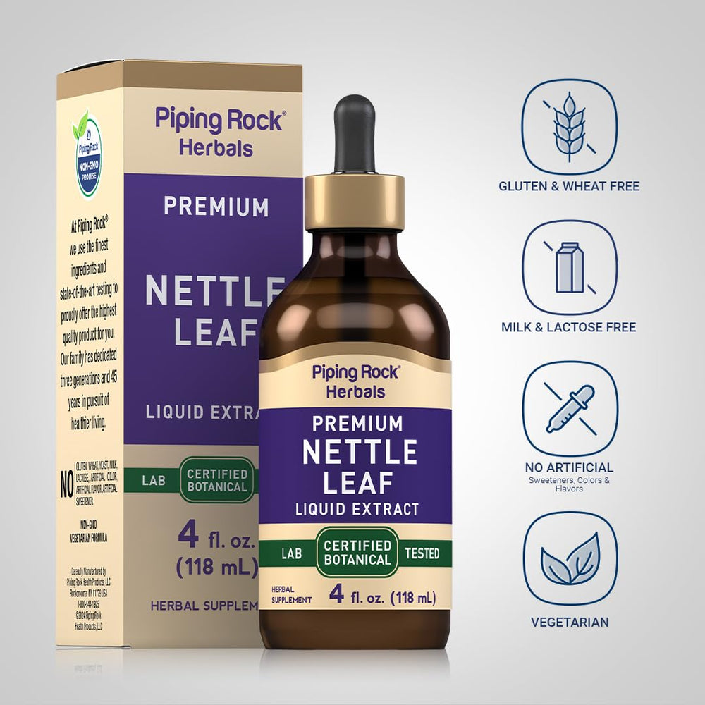 Piping Rock Nettle Leaf Extract drops ready to blend into drinks.