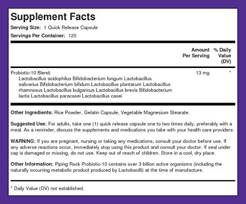 Piping Rock ingredients panel underscores non-GMO and gluten-free quality
