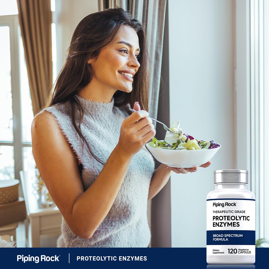 Piping Rock Proteolytic Enzymes ingredients panel communicates quality and dietary suitability